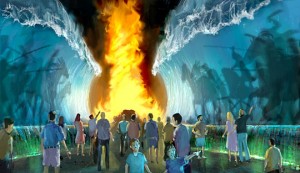 Walk through the parted waters while following a pillar of fire, just like it never happened in the Bible.